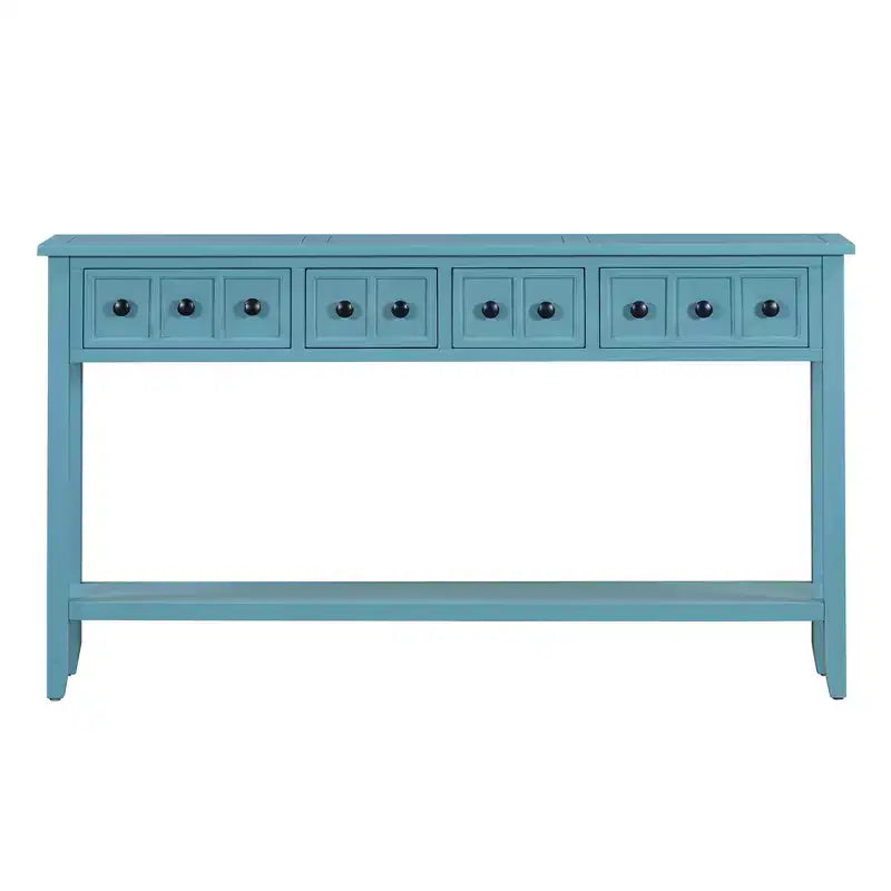 Rustic Entryway Console Table with 4 Drawers and Bottom Shelf, 60"W, Pine & MDF