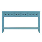 Console d'entrée rustique avec 4 tiroirs et étagère inférieure, 152 cm de large, pin et MDF