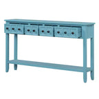 Console d'entrée rustique avec 4 tiroirs et étagère inférieure, 152 cm de large, pin et MDF
