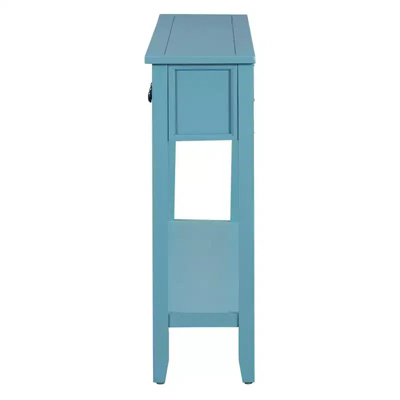 Rustic Entryway Console Table with 4 Drawers and Bottom Shelf, 60"W, Pine & MDF