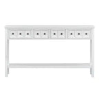 Console d'entrée rustique avec 4 tiroirs et étagère inférieure, 152 cm de large, pin et MDF