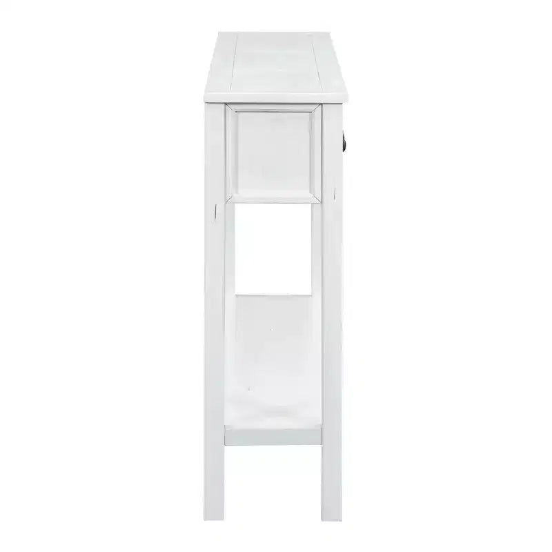 Rustic Entryway Console Table with 4 Drawers and Bottom Shelf, 60"W, Pine & MDF
