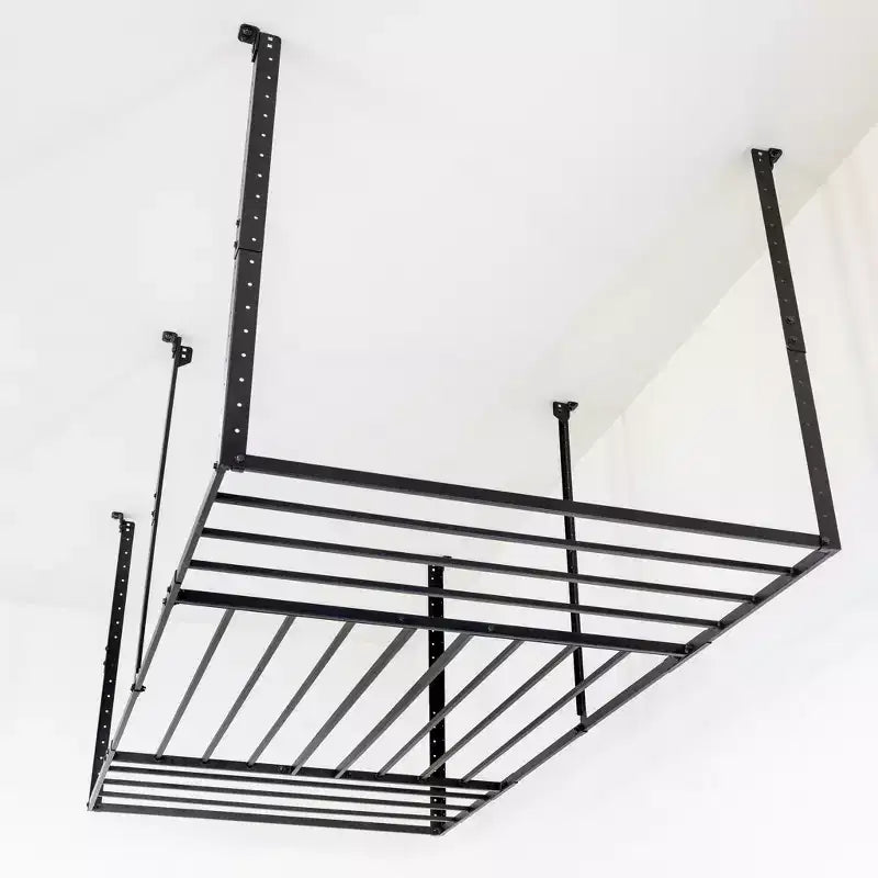 4' x 8' Overhead Garage Storage Rack with Hooks, Holds 700 lbs
