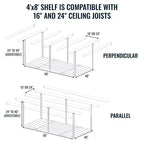 Porte-bagages de garage aérien 4' x 8' avec crochets, supporte 317,5 kg