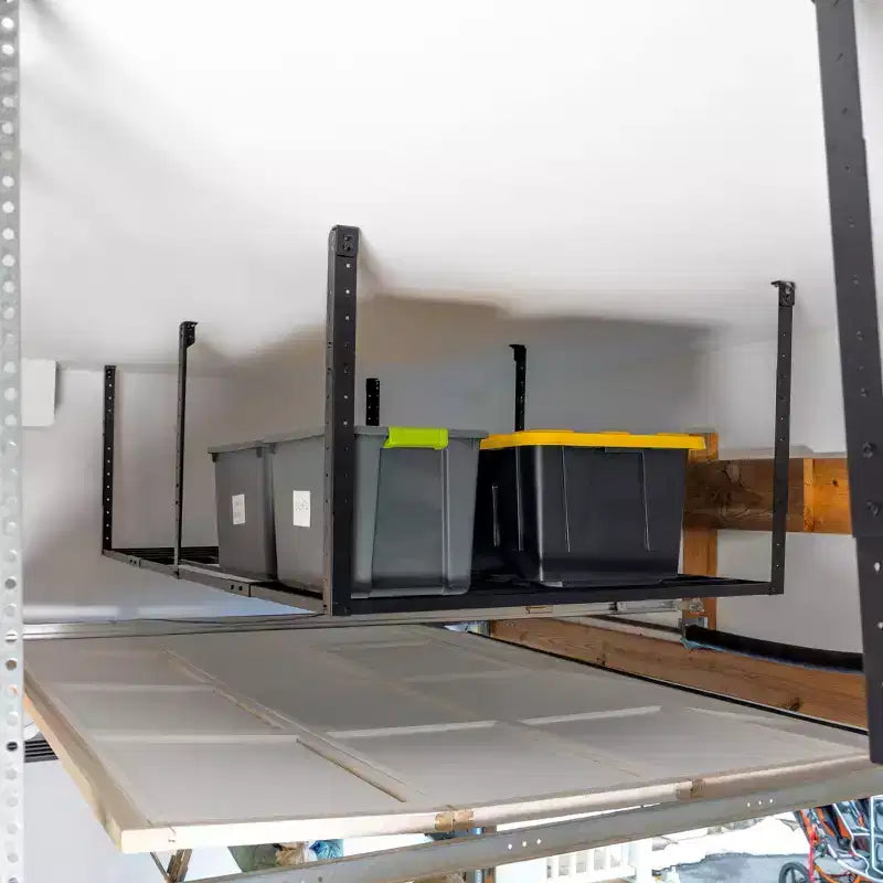 4' x 8' Overhead Garage Storage Rack with Hooks, Holds 700 lbs