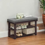 Bamboo Shoe Bench, 3-Tier Shoe Rack, Stable Shoe Organizer for Entryway, Living Room, Bench Seat Holds Up to 330 lb, 11.4 x 28 x 19.3 Inches