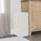 Panier à linge pliable avec couvercle et poignées, toile frangée bohème, 38 litres, pliable avec tiges de coin, ivoire