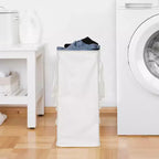 Panier à linge pliable avec couvercle et poignées, toile frangée bohème, 38 litres, pliable avec tiges de coin, ivoire
