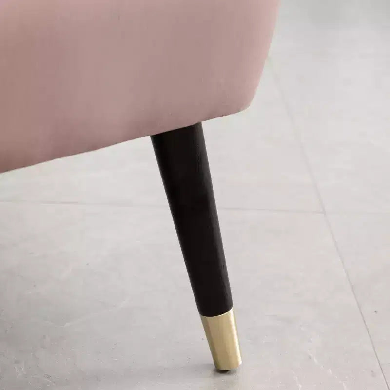Velvet Accent Chair, Contemporary Upholstered Armchair with Curved Back, Dense Foam Padding & Black Rubberwood Legs, Pink