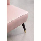 Fauteuil d'appoint en velours, fauteuil contemporain rembourré avec dossier incurvé, rembourrage en mousse dense et pieds en bois d'hévéa noir, rose