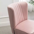 Fauteuil d'appoint en velours, fauteuil contemporain rembourré avec dossier incurvé, rembourrage en mousse dense et pieds en bois d'hévéa noir, rose
