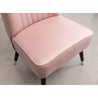Fauteuil d'appoint en velours, fauteuil contemporain rembourré avec dossier incurvé, rembourrage en mousse dense et pieds en bois d'hévéa noir, rose