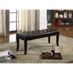 Linon Espresso Leather Tufted Ottoman Bench