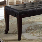 Banc ottoman capitonné, banc rembourré en similicuir capitonné avec pieds en bois espresso, 44"L