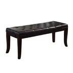 Banc ottoman capitonné, banc rembourré en similicuir capitonné avec pieds en bois espresso, 44"L