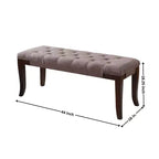 Banc ottoman capitonné, banc rembourré en similicuir capitonné avec pieds en bois espresso, 44"L