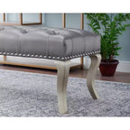 Banc capitonné en similicuir avec garniture cloutée, 48 po L, Champagne