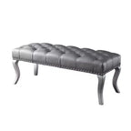 Banc capitonné en similicuir avec garniture cloutée, 48 po L, Champagne