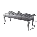 Banc capitonné en similicuir avec garniture cloutée, 48 po L, Champagne