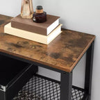 Table console industrielle de 40" avec étagère de rangement à 3 niveaux, table de canapé étroite