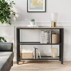 Table console industrielle de 40" avec étagère de rangement à 3 niveaux, table de canapé étroite