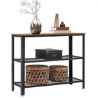 Table console industrielle de 40" avec étagère de rangement à 3 niveaux, table de canapé étroite