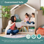 Coin lecture pour enfants avec rangement, banc bibliothèque pour enfants avec 4 compartiments et 2 bacs en tissu, 3-9 ans
