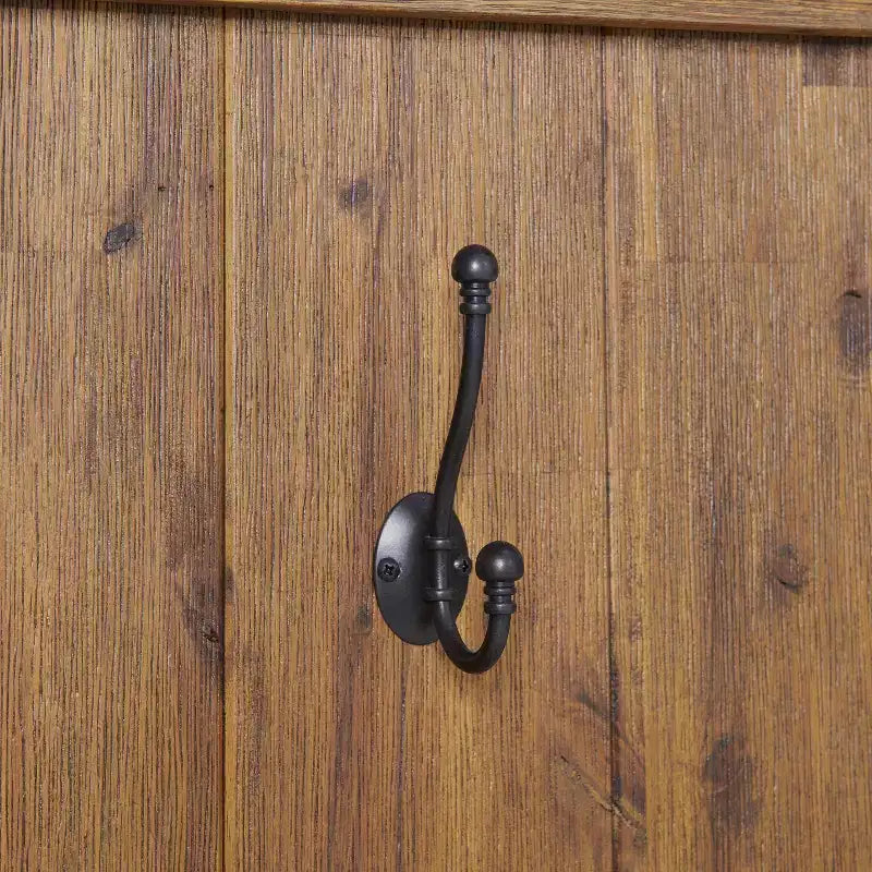 70" Hall Tree with 7 Hooks, Driftwood Finish, Solid Mango Wood