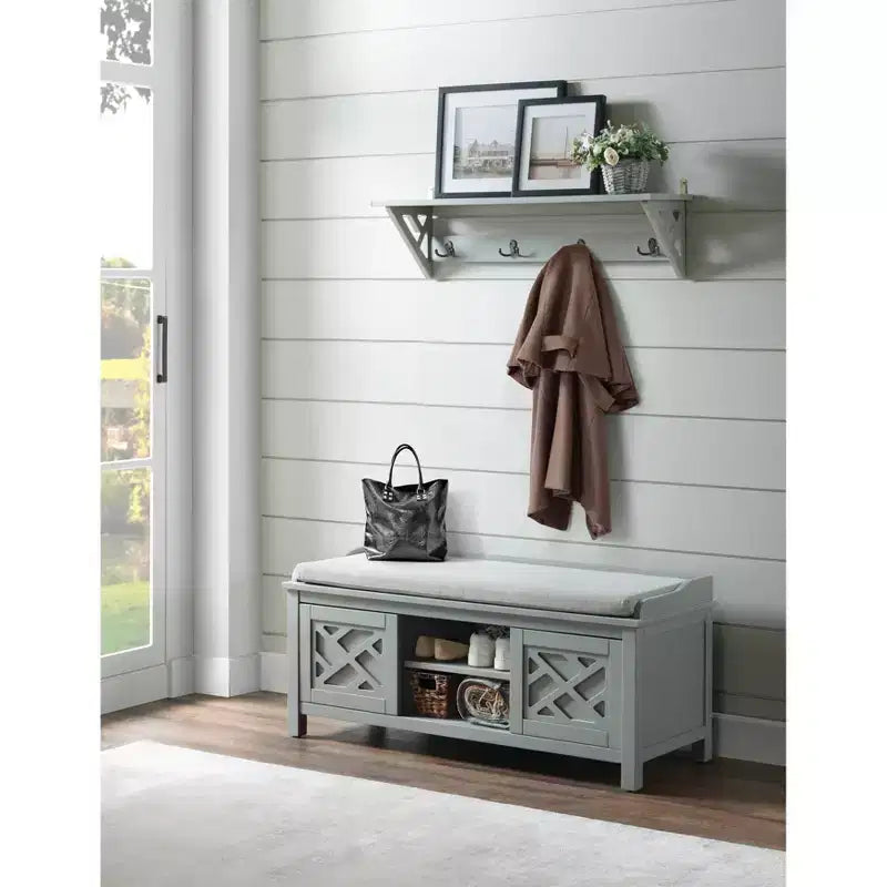45" Middlebury Wood Storage Bench with Removable Cushion